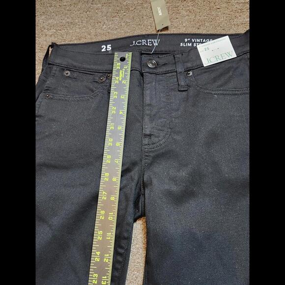 J Crew 9" Mid Rise Vintage Slim Straight Jeans in Charcoal Black Gray Wash Sz 25 - Picture 3 of 12
